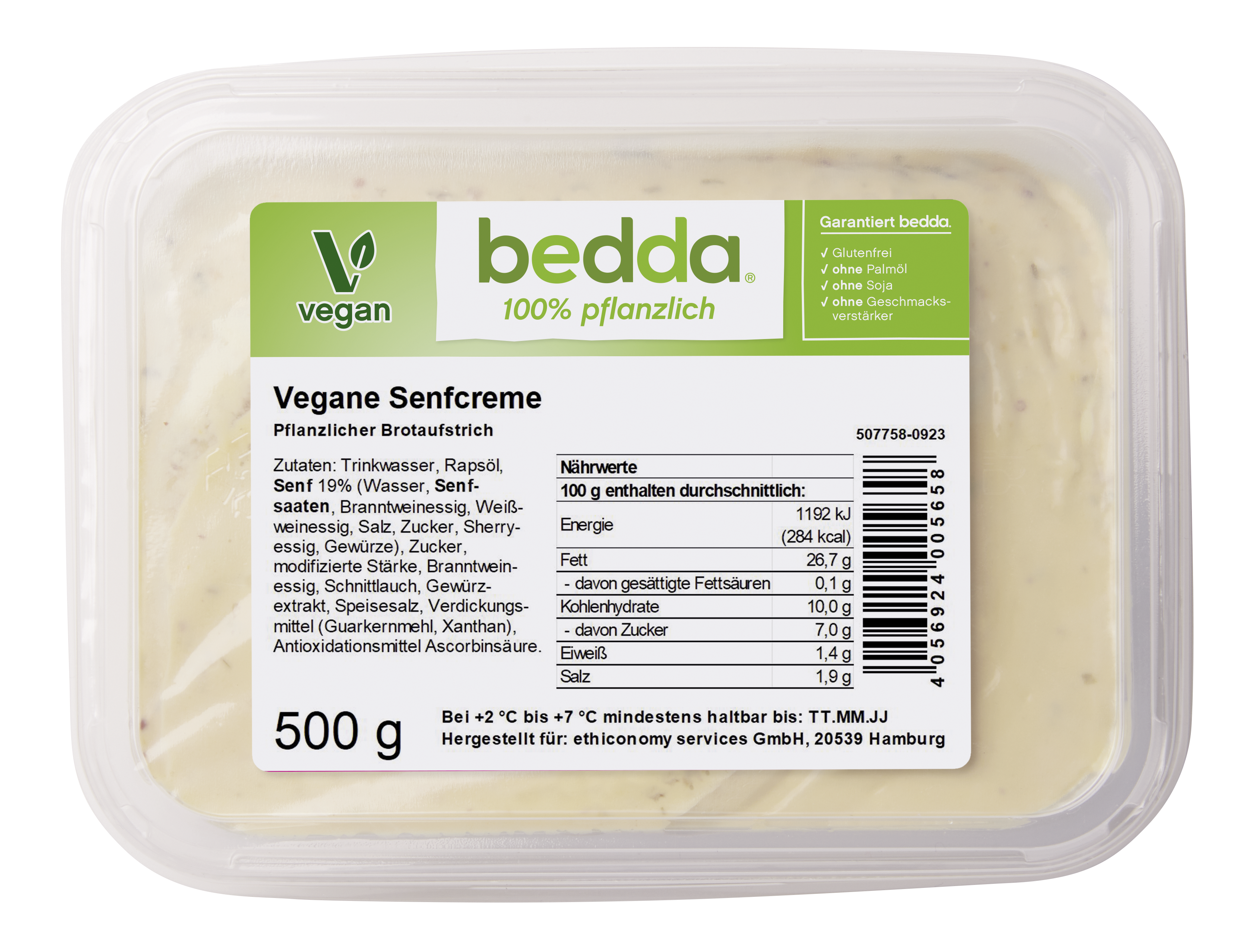 bedda vegane Senfcreme, 500g