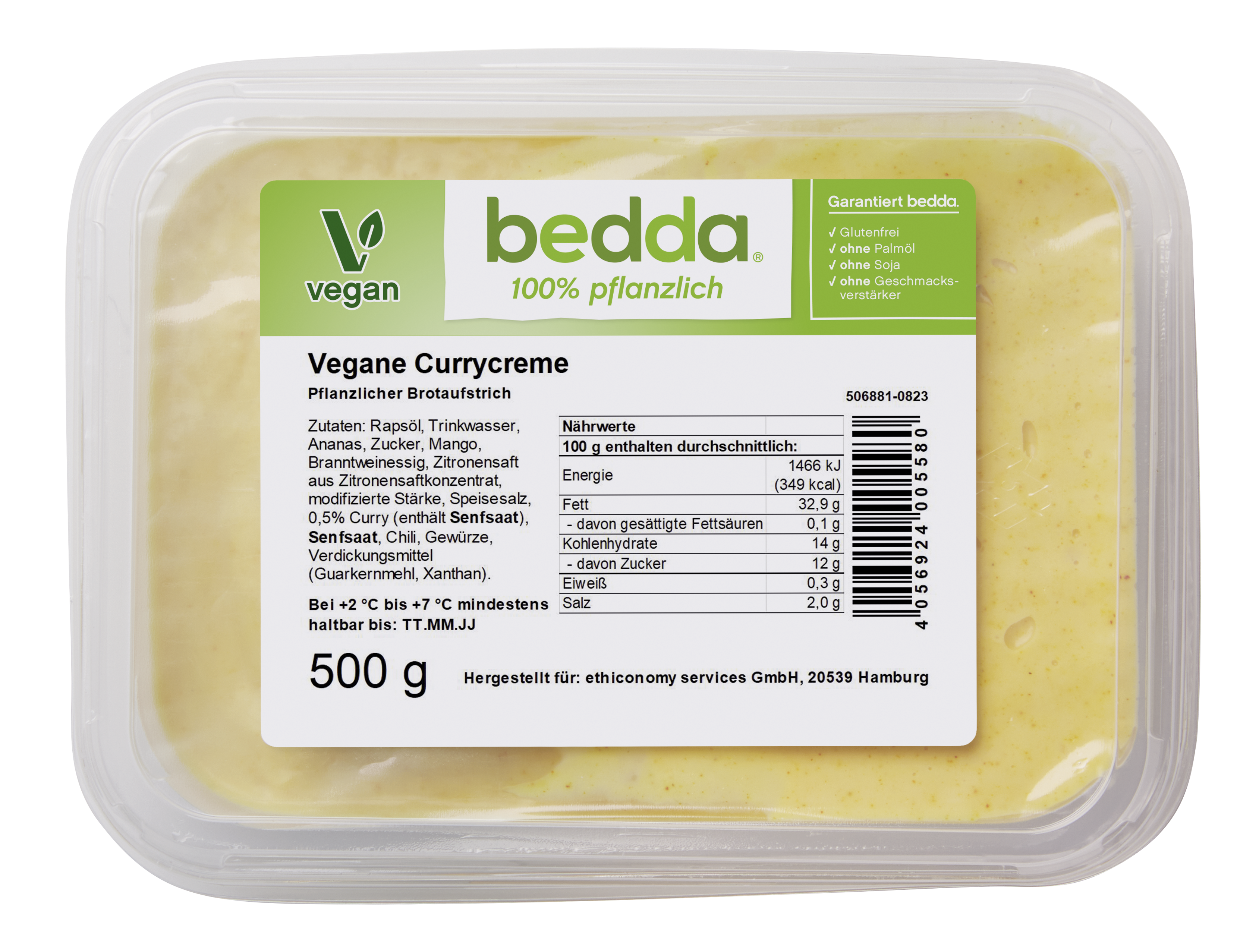 bedda vegane Currycreme, 500 g